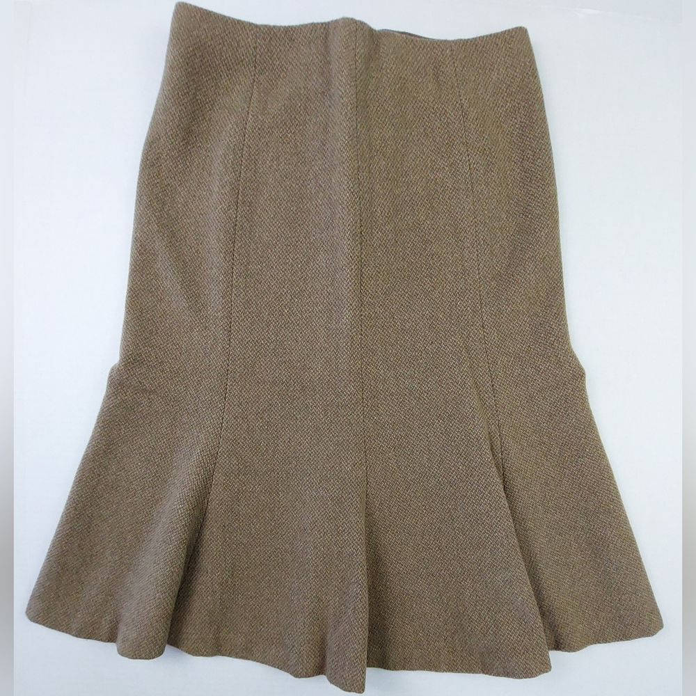 Lauren Ralph Lauren Petites Skirt Womens Size 6P Brown Flare Lined Wool Blend